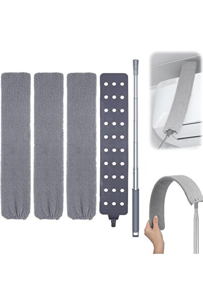 Generic Retractable Gap Dust Cleaner Brush with Long Handle - Extendable Duster with 3 Microfiber Sleeves (7