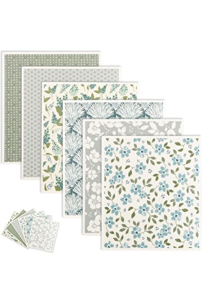 TERRIFI Swedish Dishcloths for Kitchen, 6 Pcs Reusable Absorbent Cellulose Sp...