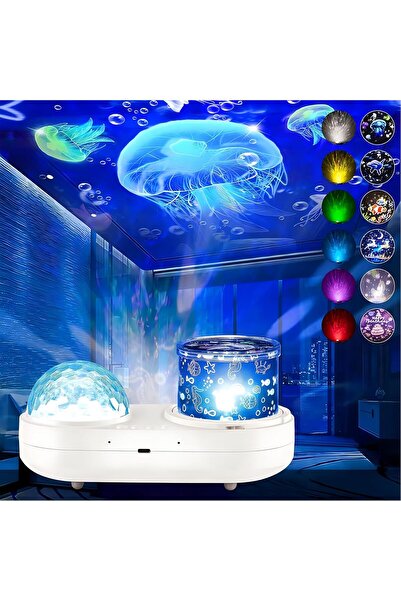 ONXE جهاز عرض ضوئي بنمط المحيط لغرفة النوم، جهاز عرض ضوئي ليلي دوار 360 درجة،...