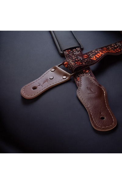 MEDUSA Viking dikişli gerçek deri uçlu ve omuz yastıklı gitar askisi