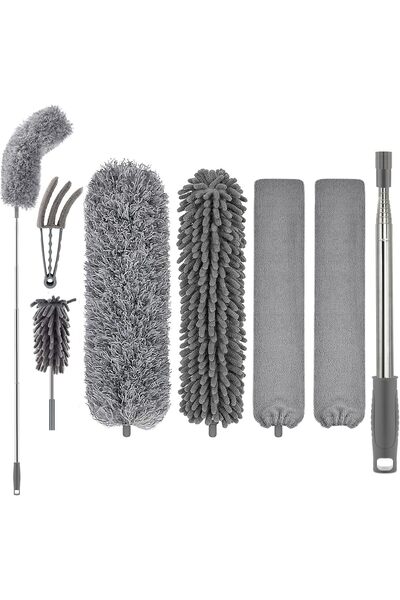 AZONEE Microfiber Duster Kit with Extension Pole (30-100 in) for High Ceilings, Fans & Blinds