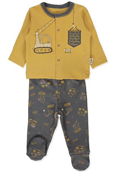 Bebetto Organic Interlock Footwear-Patterned Pajama Set 2-Piece (Organic Machines) Smoked