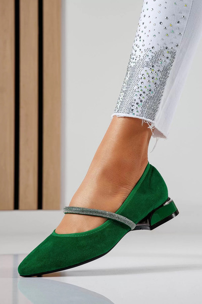 Zaira Pantofi cu toc mic dama verzi din piele ecologica intoarsa Xenia2 #2247...