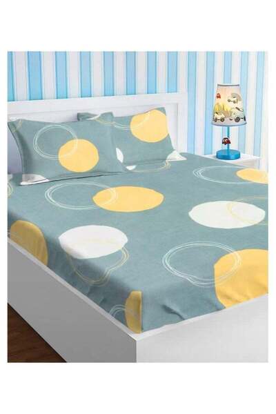 BSB HOME Premium Glace Cotton King 180 TC Fitted Bedsheet Set with 2 Pillow C...