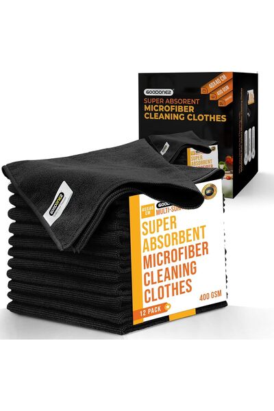 GOODONE2 قطعة قماش تنظيف من الألياف الدقيقة 40×40 سم، 400 غرام/متر مربع - أسو...