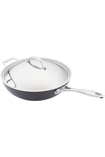 STELLAR - Tigaie wok anodizată dur, aluminiu, 55x30x16,5 cm, negru/argintiu