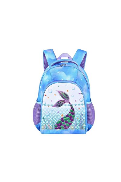 OEM Kids' Mermaid Design Backpack - Shimmering Blue, 38x30x15 cm