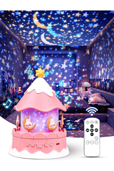 TOYBY مصباح ليلي للأطفال - جهاز عرض نجوم، LED، دوران 360 درجة، 21 مجموعة أفلا...