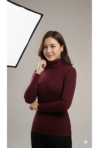 Sonbaharmoda سترة بادي تريكو نسائية ذات ياقة عالية – مرنة قماش قابل للتمدد، م...