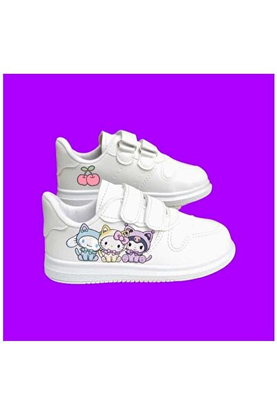 lias desing adidași pentru copii cu bandă albă, triplu pisică cik cu imprimeu cherry