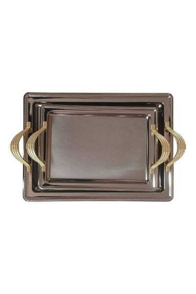 Dalgıç 2li Oval Yeni Model Lüks Tepsi Seti-Gümüş 2014