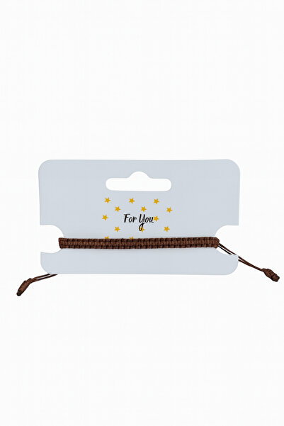 Ayluf Yeni Yıl Hediye Ayarlanabilir Kahverengi Örgü İp Erkek Bileklik