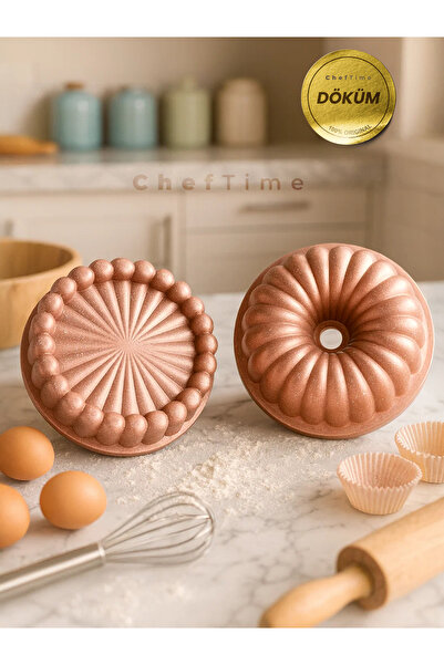 CHEFTİME 2’li Rose Granit Döküm Kek & Tart Kek Kalıbı