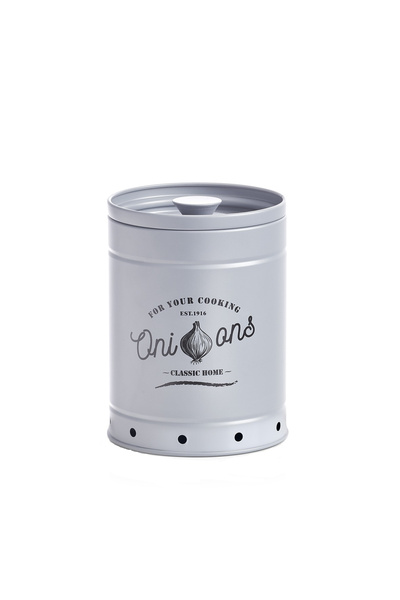 zeller -Classic Home onion storage container, metal, 13.7x18.4 cm, gray