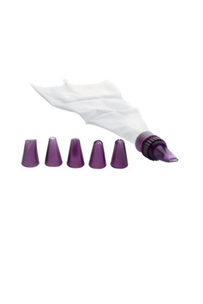 iBiLi Set de decorare tort Accesorios, 7 piese, plastic, alb/violet
