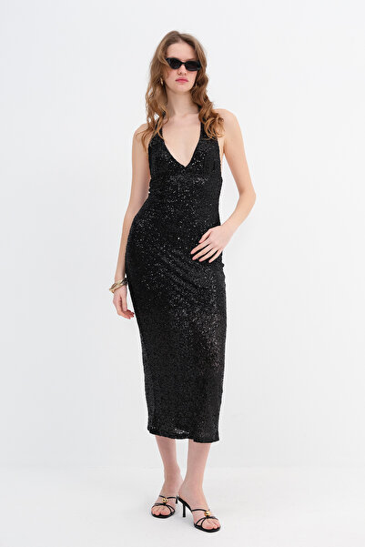 Addax Backless Sequin Dress E198