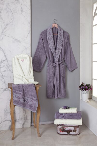Fiesta Tekstil Basic Bamboo 6 Piece Jacquard Bathrobe Set