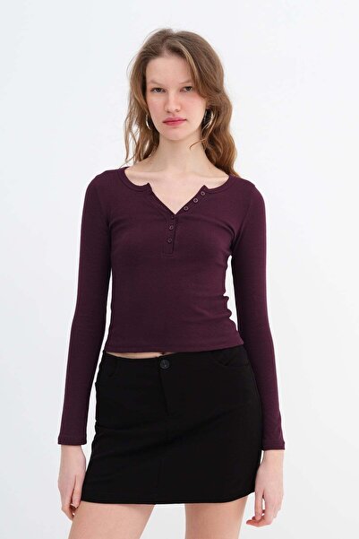 Addax Buttoned Collar Blouse B0330