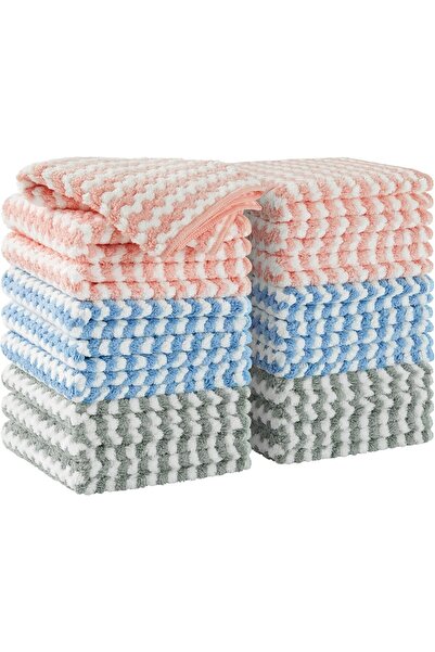 AMROAH عبوة من 18 قطعة قماش تنظيف قابلة لإعادة الاستخدام مصنوعة من الألياف ال...