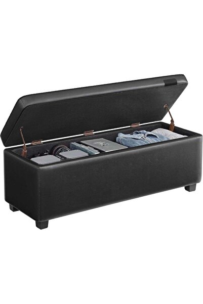 VASAGLE EKHO Storage Ottoman Bench, 25-Gallon, Synthetic Leather, Ink Black, ...