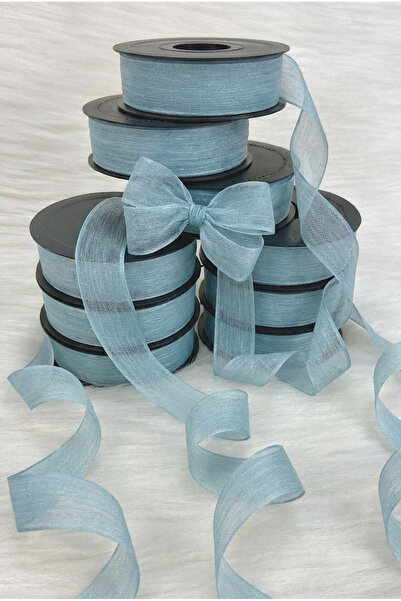 ZEYMERADE Pastel Mavi Keten Nopeli Kurdele 2,5 Cm 20 Metre, Bohça Çeyiz Özel Gün Hediye Süsleme Kurdelesi