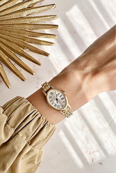 OQQO Nysa Gray Dial Gold Band Women's Wristwatch