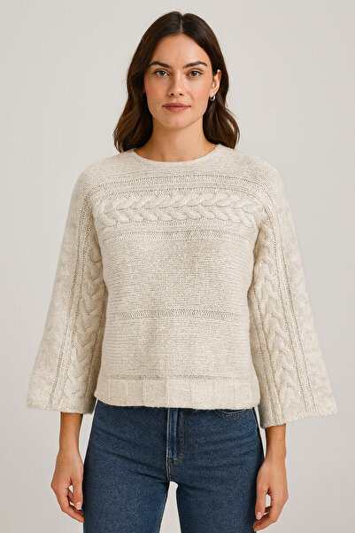 Sea Style Πλεκτό πουλόβερ με μοτίβο με φαρδιά μανίκια