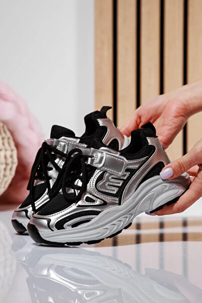 Zaira Μαύρα παιδικά πάνινα παπούτσια από οικολογικό δέρμα Geo2 #21164