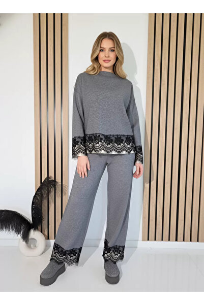 Zaira Compleu Dama gri Angela 2 piese tricot #A1246 - Marime Universala