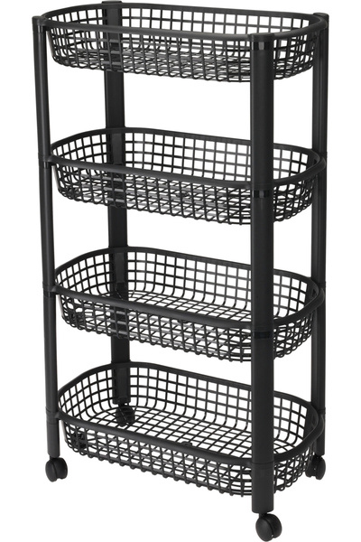 Excellent Houseware Dulap de bucătărie mobil, plastic, 46x26x79 cm, negru