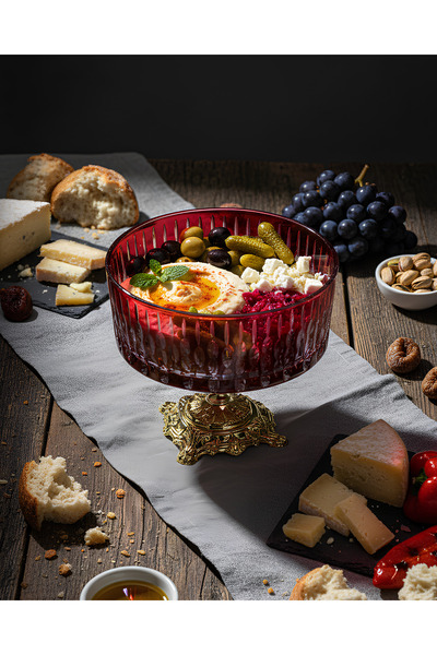 AKDEN STORE Verre Series Red Sandra Decorative Presentation Bowl