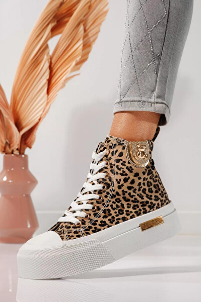 Zaira Adidasi dama leopard din material textil Perla #21845 - 40