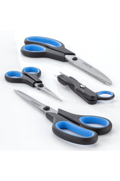 JUDGE Set of 4 scissors, stainless steel, silver/black/blue
