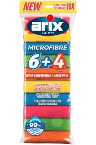 Arix عبوة اقتصادية من 6+4 قطع من قماش المايكروفايبر متعدد الاستخدامات، 10 قطع...