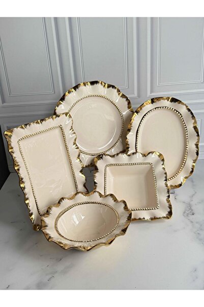 ROSSEV طقم تقديم الطعام الذهبي من أفانجارت 5 قطع