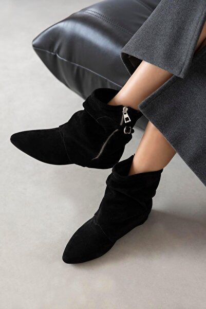 STRASWANS Joy Women's Genuine Leather Suede Boots Black