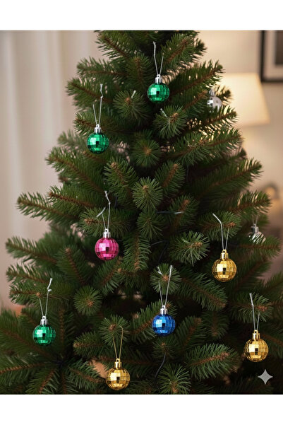 DODOMAR 3 سم - مجموعة زينة عيد الميلاد على شكل كرة ديسكو ملونة مكونة من 12 قط...