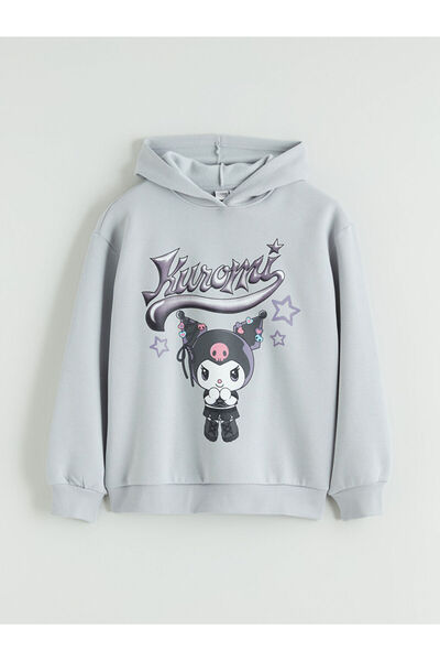 LC Waikiki Rmz Gi̇yi̇m Farkiyla Hooded Kuromi Printed Girls' Sweatshirt