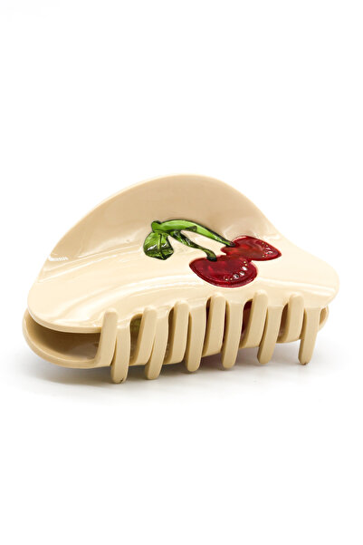 Nearsis Kiraz Temalı Bej Renkli Mandal Toka