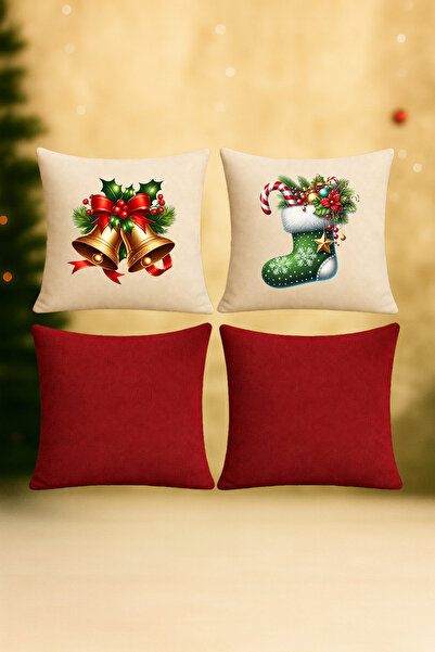 De'Vor مجموعة من 4 أغطية وسائد بتصميم السنة الجديدة