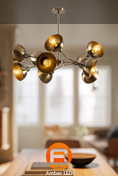 AmberLED Metal Gövdeli 10'Lu Avize Eskitme ile Salon ve Antre Aydınlatması