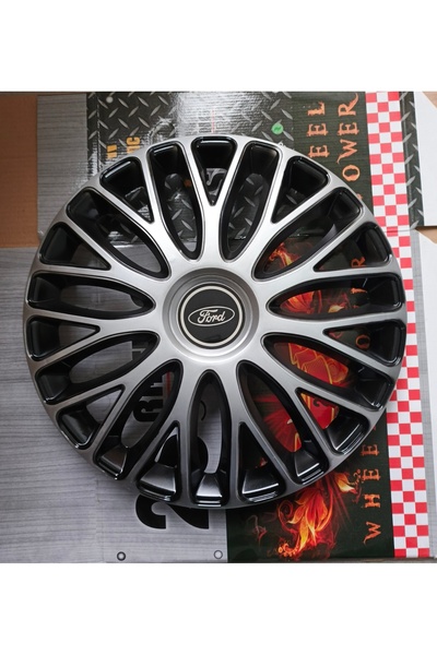 Universal Ford Fiesta uyumlu 15"inç çift renk jant kapağı 4'lü Takım Amblem Hediyeli