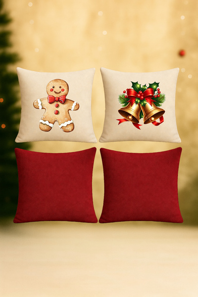 De'Vor مجموعة من 4 أغطية وسائد بتصميم السنة الجديدة