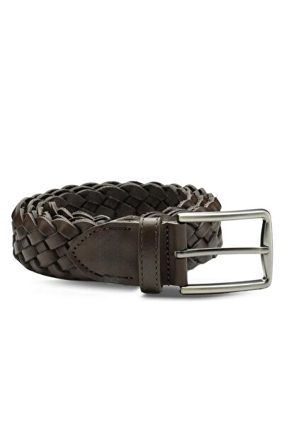 Vario Genuine Leather Hand Knitted Men's Belt Z259 Coffee Knitting (Coffee Knitting)