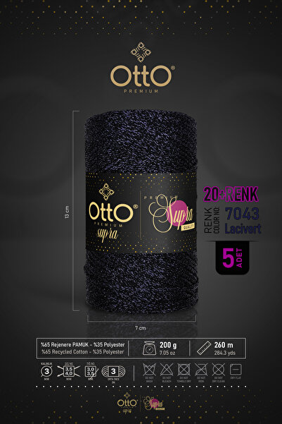 Otto Premium Simli Supra - Lacivert - 5'li Paket - 3mm/200gr/260m - Çanta Aks...