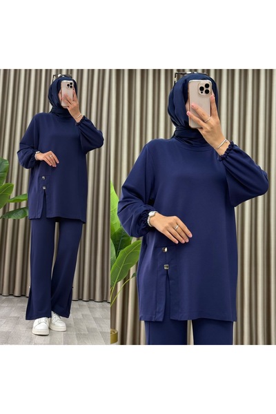 Azra Düğme detaylı kadın ikili takım