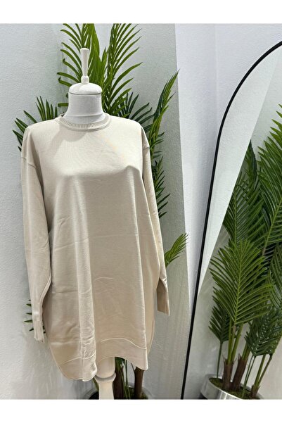 ÖZNE BUTİK Women's Soft Mercerized Crew Neck Tunic