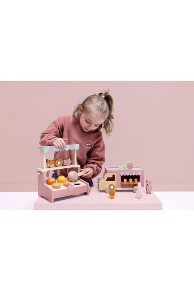 ozbience Doğal Ahşap Renkli Dondurma Arabası Çocuk Oyuncağı