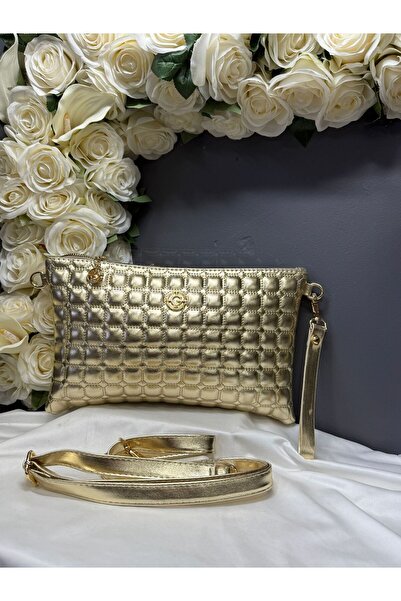 MİOSSA Women's Gold Large Size Stylish Hand and Shoulder Bag