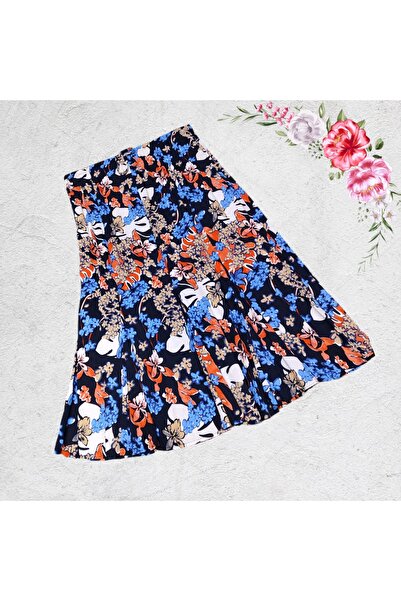 AhsenGiyim Kadın Anne Karışık Desenli Uzun Çingene Etek